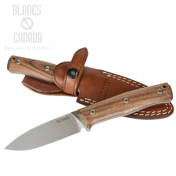 Lion Steel B35 ST Slepiner Fixed Blade Knife, Santos Wood, Leather Sheath, LSTB35ST